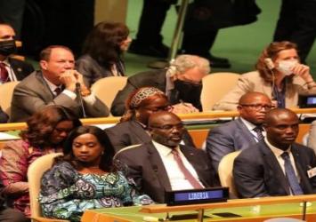 President Weah and first Lady Clar Weah in a photograph with their Liberian delegation at the opening session of the UNGAExecutive Mansion Photo