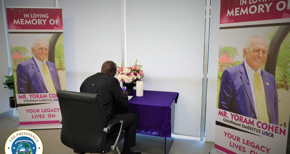 President Weah Signs Book Of Condolence For Late Yoram Cohen, Describing Him A Brother.