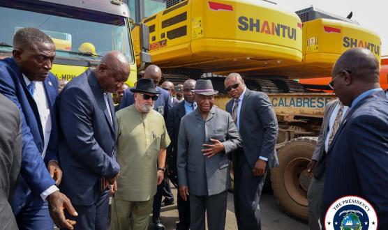 Boakai Inspects First Batch of 285 Heavy-Duty Road Equipment at Freeport of Monrovia