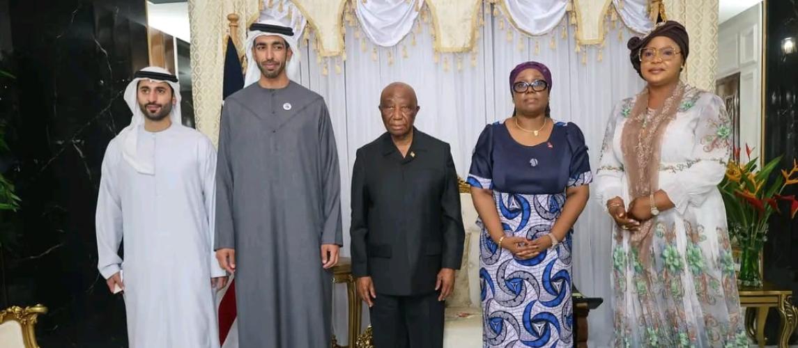 His Excellency Joseph Nyuma Boakai, Sr., President of the Republic of Liberia, today, October 22, received in audience the Minister of State of the United Arab Emirates (UAE), His Excellency Sheikh Shakhboot bin Nahyan Al Nahyan, who is in the country to deliver a special message from the UAE Leader, His Excellency President Sheikh Mohamed bin Zayed Al Nahyan.