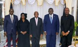 President Boakai Hangs Heads with Outgoing, Incoming Justice Ministry Leadership on Transition.