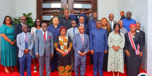 President Boakai and some confirmed officials after the commissioning program