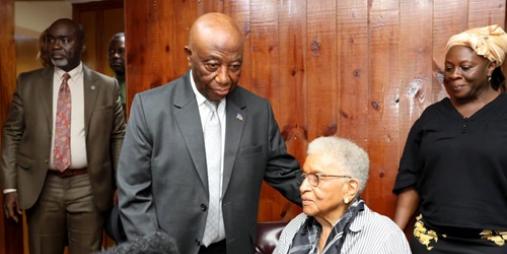 President Boakai consoles former President Sirleaf