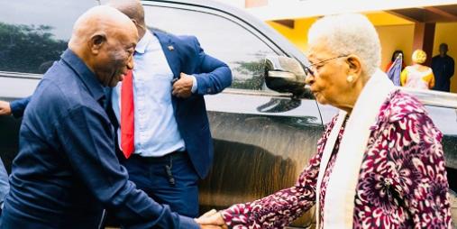 President Boakai consoles former President Sirleaf