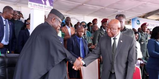 President Boakai welcomed His Excellency Julius Maada Bio, President of the Republic of Sierra Leone, as Guest of Honor